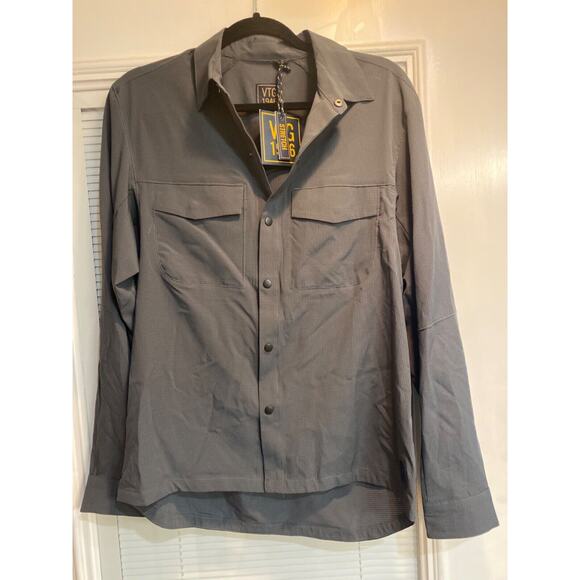 VTG 1946 Shirt Mens Gray Size M Long Sleeve Stretch Snap Dress Collar New (b6) - Picture 1 of 5